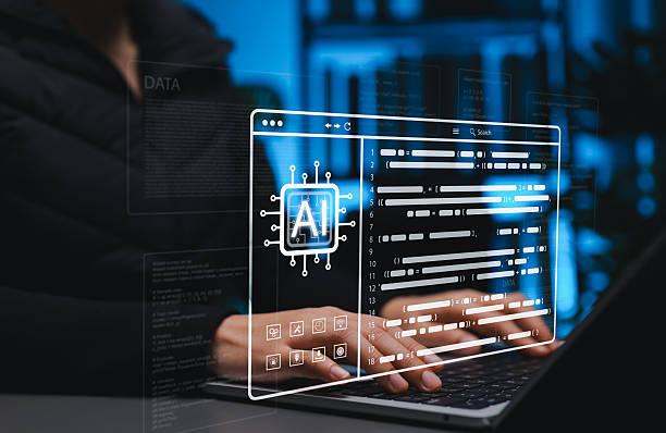 Hands coding with AI interface overlay