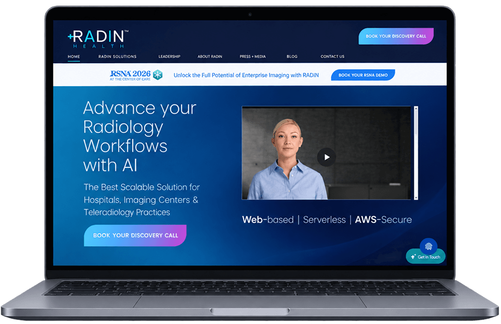 Radin Health radiology workflow platform on laptop