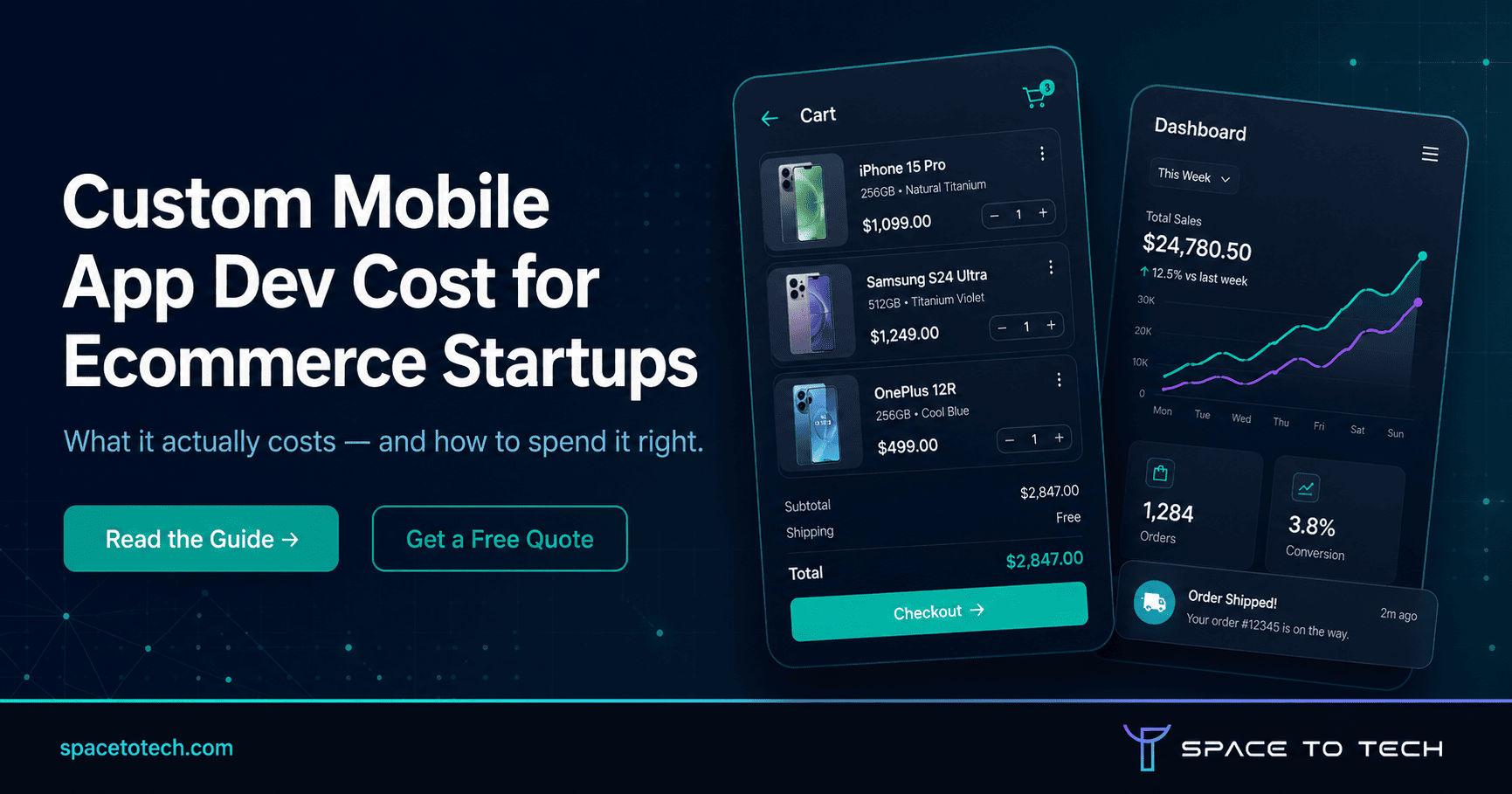 SpaceToTech blog cover — Custom Mobile App Development Cost for Ecommerce Startups
