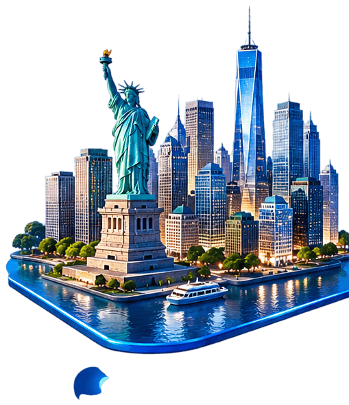 US onshore development — New York skyline illustration