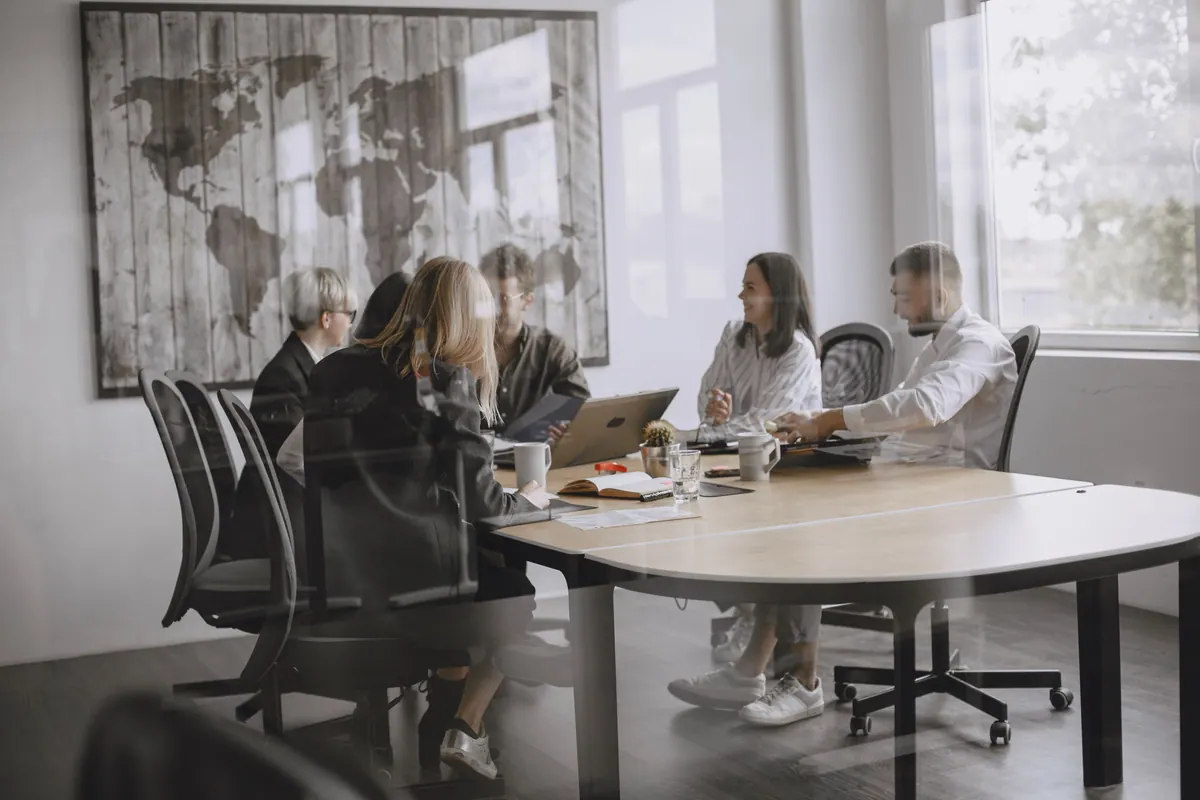 Engineering team collaborating in a meeting